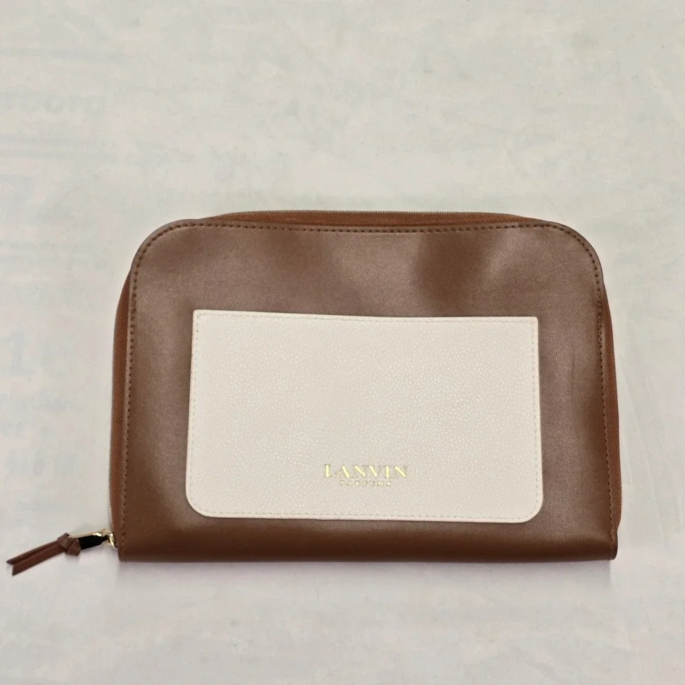 Lanvin Parfums Turkish Airlines‎ Amenity Pouch Brown Cream Travel Bag
